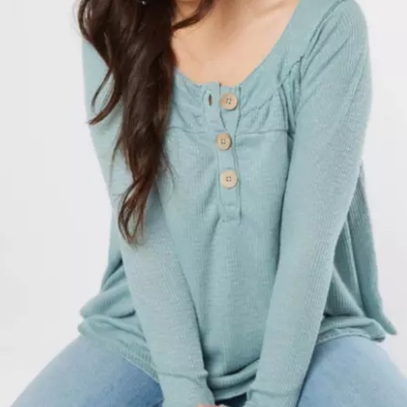 We The Free Tops - Free People We the Free Henley Waffle Knit Thermal Top